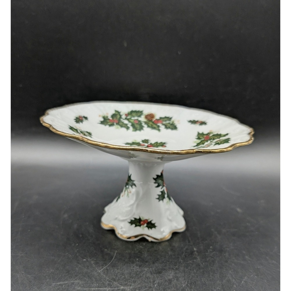 Queen's Yuletide Fine Bone China Pedestal Cake Stand Rosina England Christmas